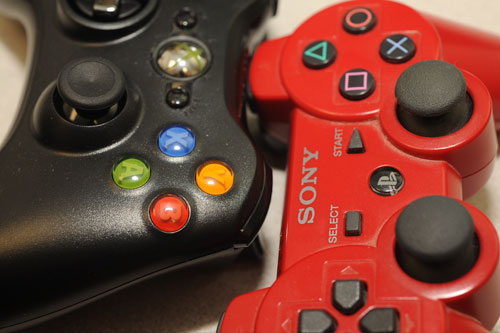 Video gamer control in use.